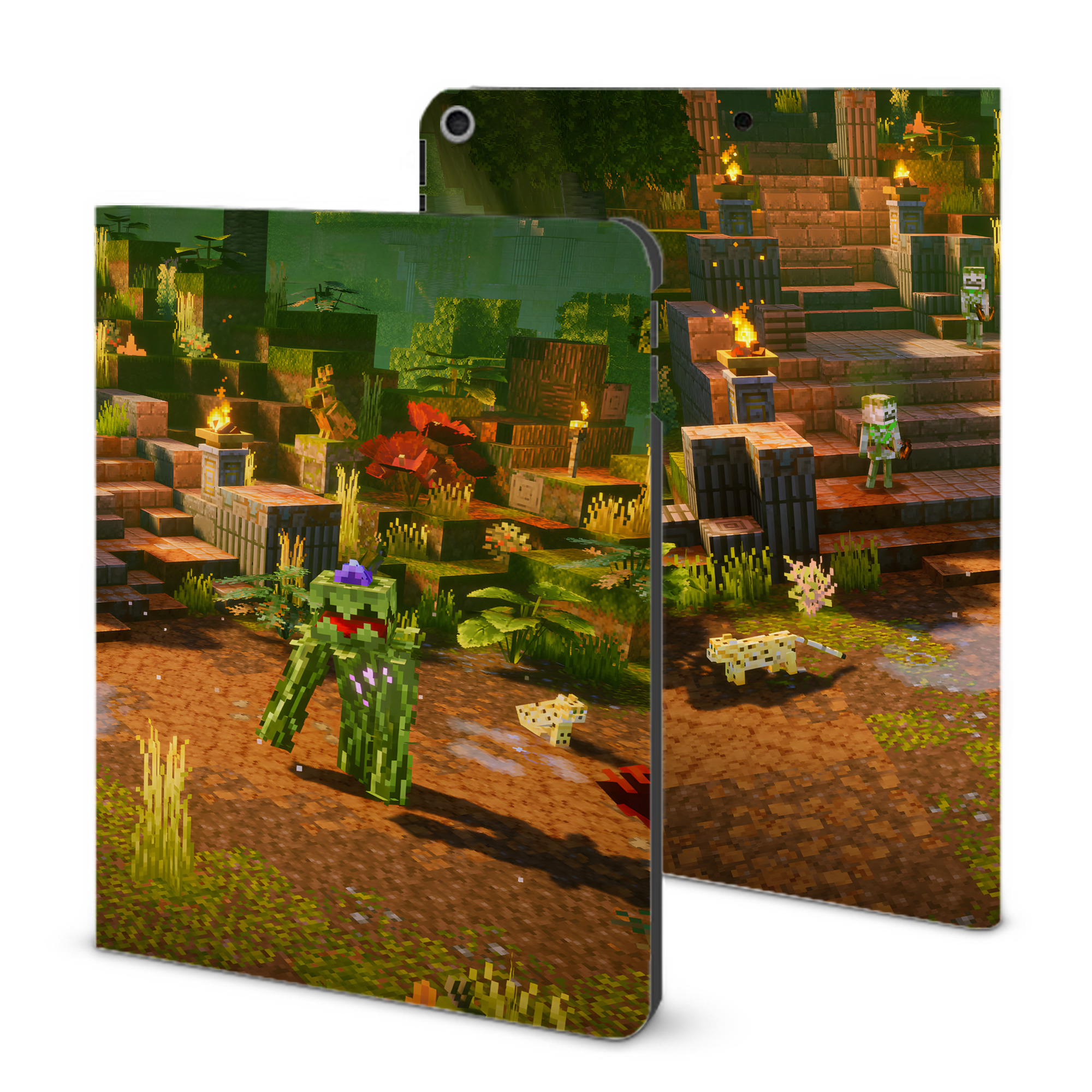 （画像用） マインクラフト ブロックの世界 Minecraft MC Block world IPad ケース ブック型 PUレザー TPU 耐衝撃 軽量 薄型 ペン収納なし 全面保護 IPad 各モデル対応